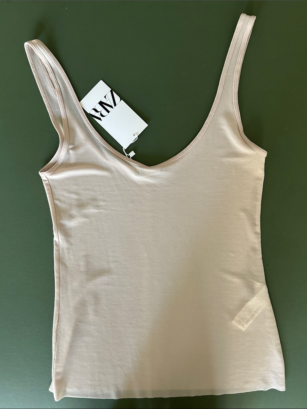 ZARA Pale Cream Scoop Neck Tank Top